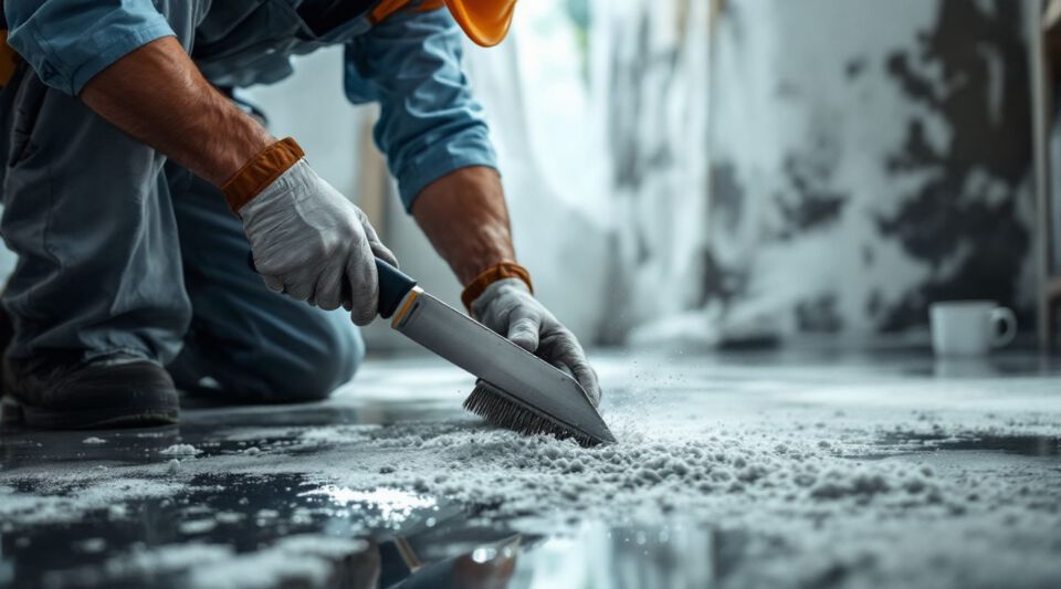 Certified mold remediation technicians inspecting a wall for mold growth
