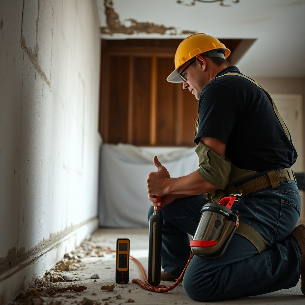 Pro Peak Mold Removal team member explaining the remediation process to a Floresville homeowner in their living room, demonstrating clear communication and empathy.