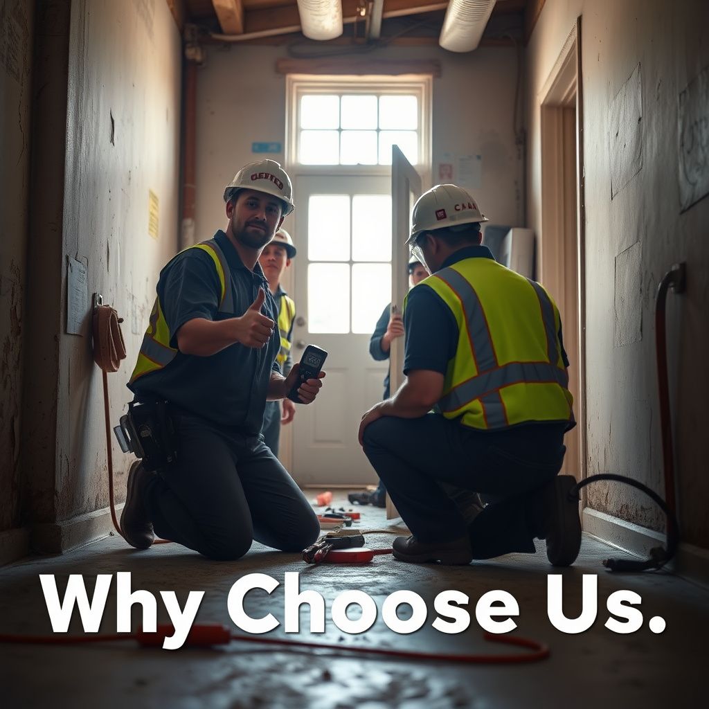 A certified mold remediation technician from Pro Peak Mold Removal wearing protective gear, inspecting a wall in a Helotes home.
