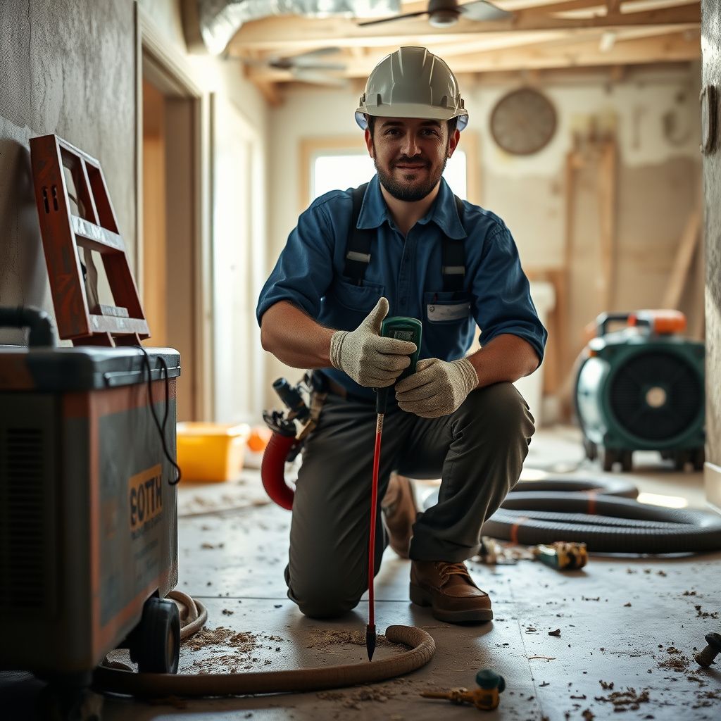 A professional mold remediation technician from Pro Peak Mold Removal explaining a detailed inspection report to a homeowner in a Live Oak kitchen.